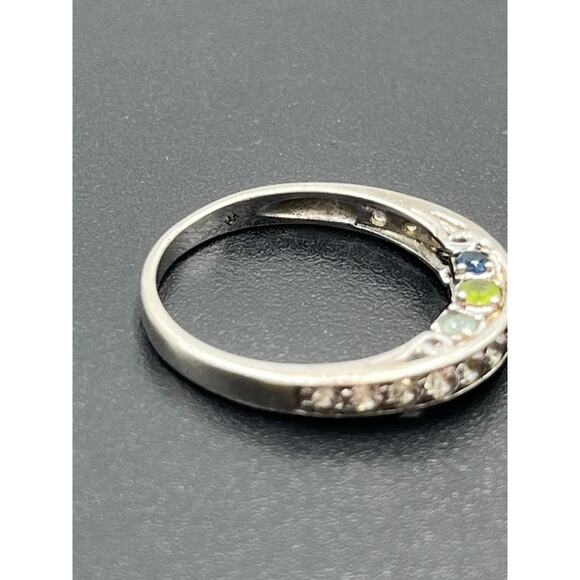 M M Signed Sterling Silver 925 Multicolor CZ Half Eternity Band Ring Sz 6.25 - Picture 12 of 15